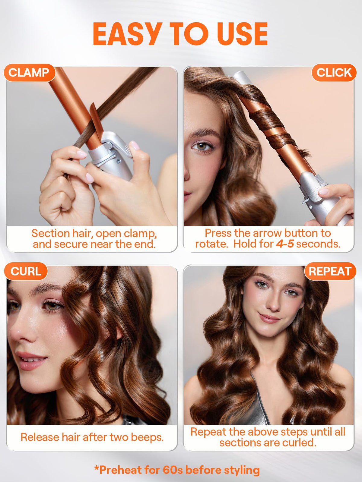 SHEGLAM in-use shot showing effortless curling result.