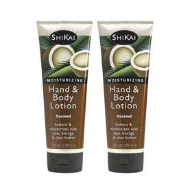 ShiKai Coconut Hand and Body Lotion bottle showing creamy texture for deep hydration