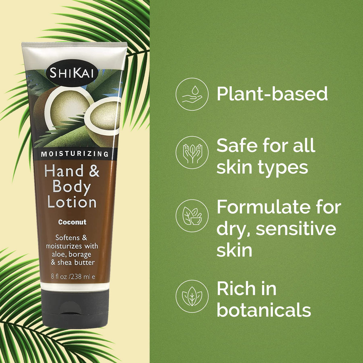 ShiKai Coconut Hand and Body Lotion ingredients highlight shea butter and borage oil