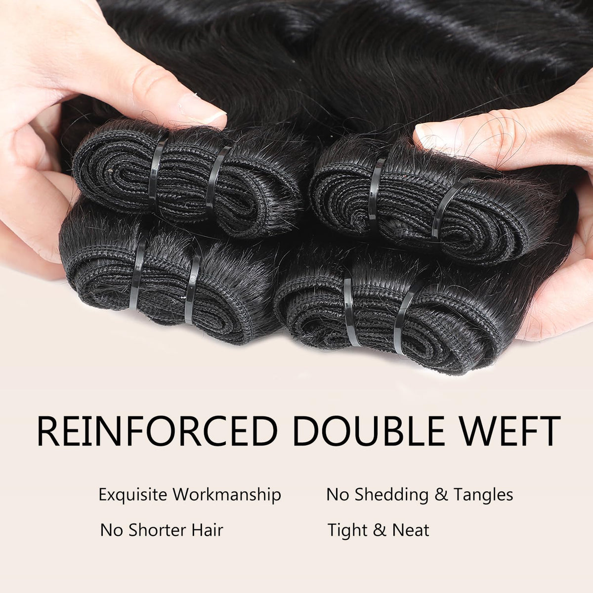SheList four bundles plus a 5x5 closure in packaging for complete style