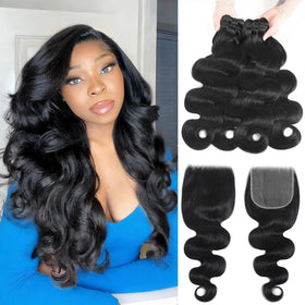 SheList body wave bundles with closure in multiple lengths for a full natural look