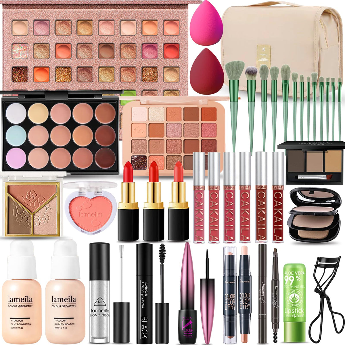 SHELAKIN all-in-one makeup kit opened for quick full-face routine