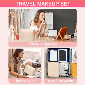 SHELAKIN cosmetic bag and brush set keep makeup organized on travel