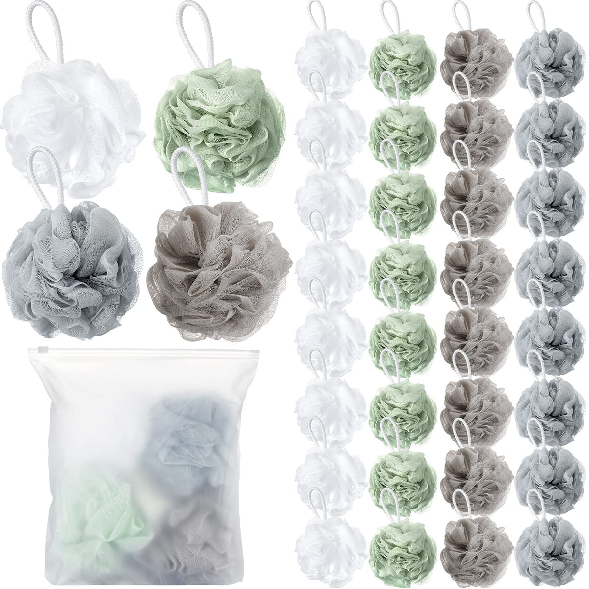 Shellwei 32 pack bath sponge set for daily exfoliation and cleansing
