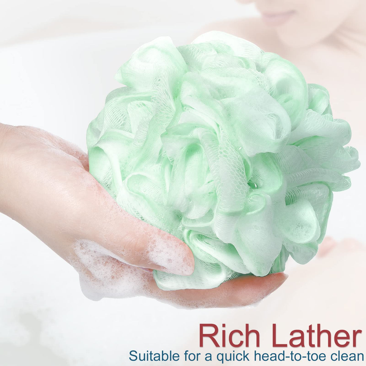 Shellwei 48-pack bath sponge loofah light gray creates rich lather during shower