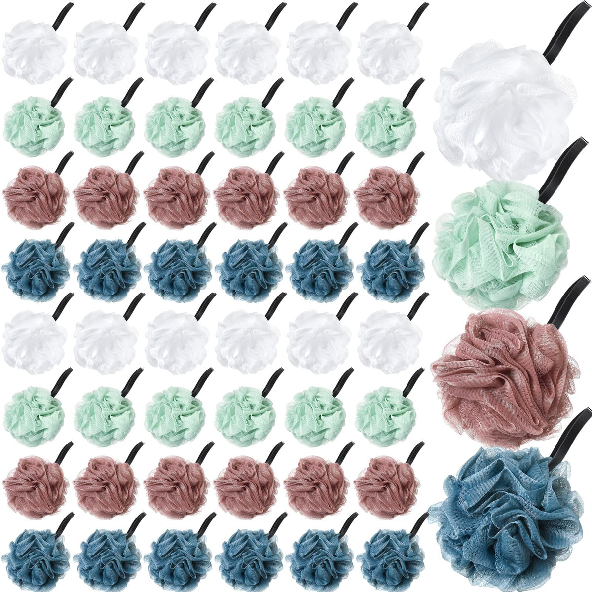 Shellwei 48-pack bath sponge loofah white for gentle cleansing and long-lasting use