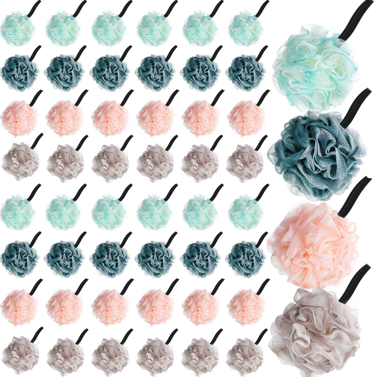 Shellwei 48-pack bath sponge loofahs bulk for family use and daily replacement.