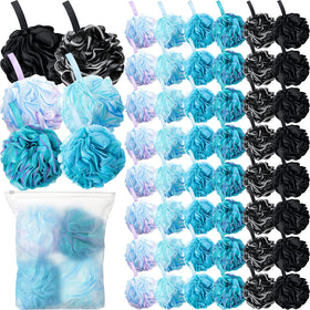 Shellwei 48-pack bath sponge blue—gentle exfoliation and rich lather for daily cleansing.