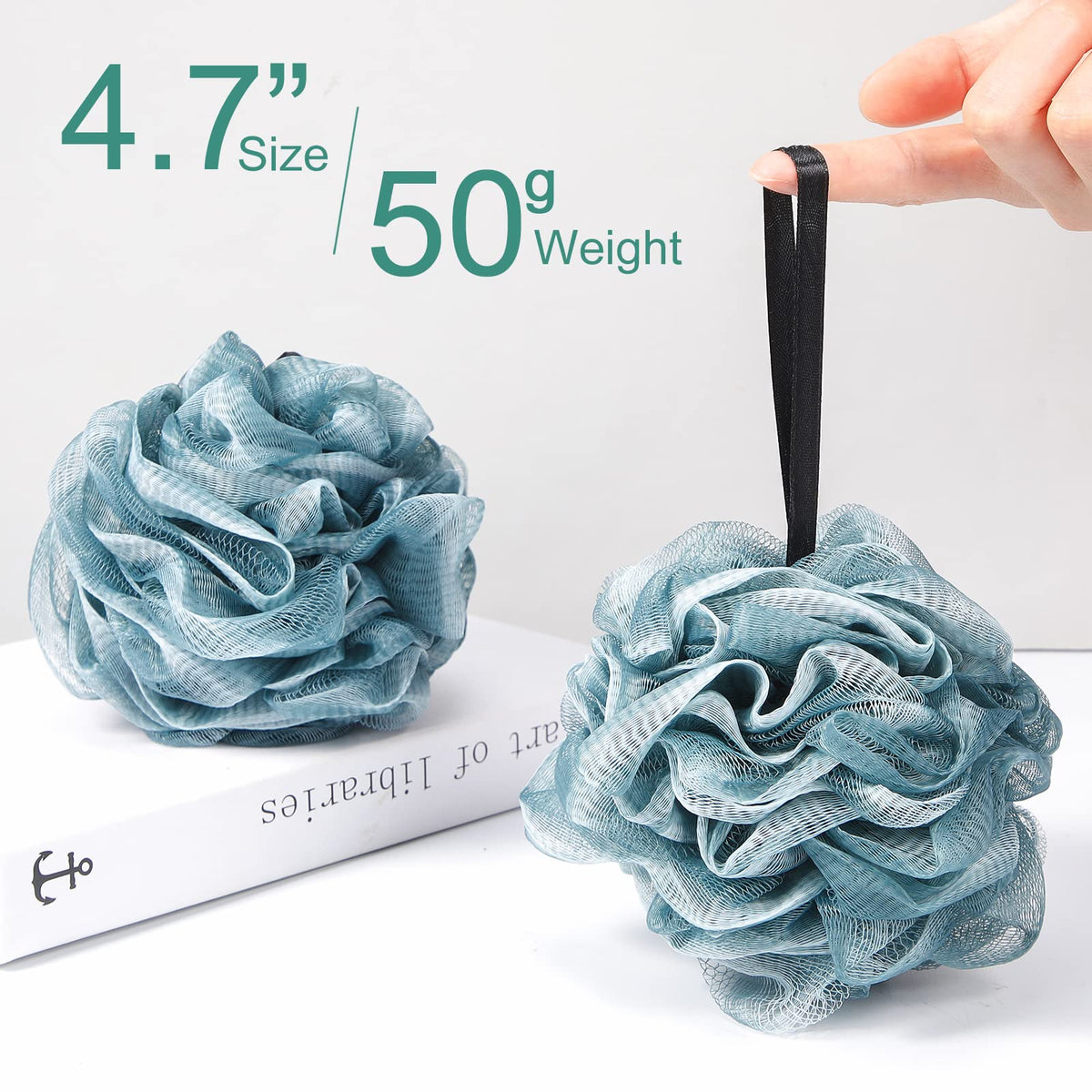 Shellwei knot-design loofah dries quickly and hangs in the bathroom.