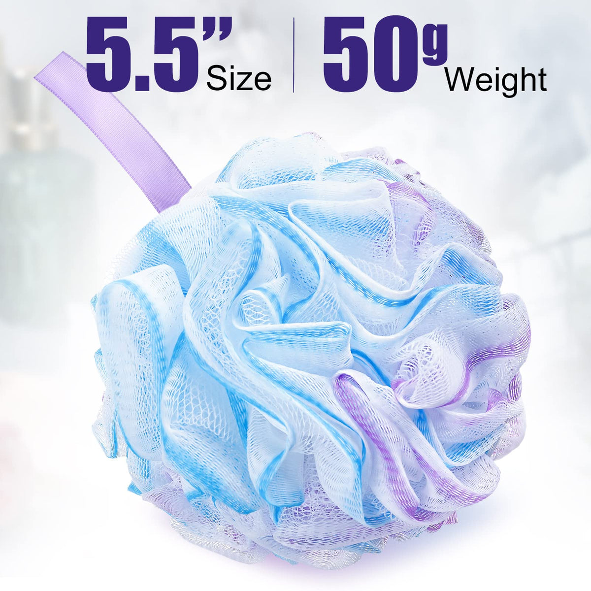 Shellwei loofah blue soft mesh—skin-friendly cleansing with smooth texture.