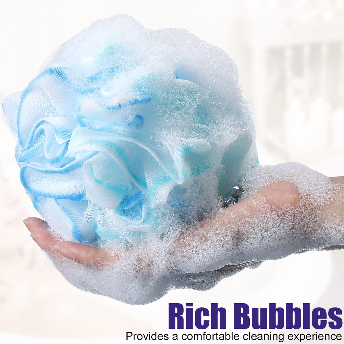 Shellwei loofah green soft mesh—comfortable shower routine with effective cleansing.