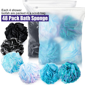 Shellwei loofah white-black mix—color-coded hygiene to prevent cross-use.