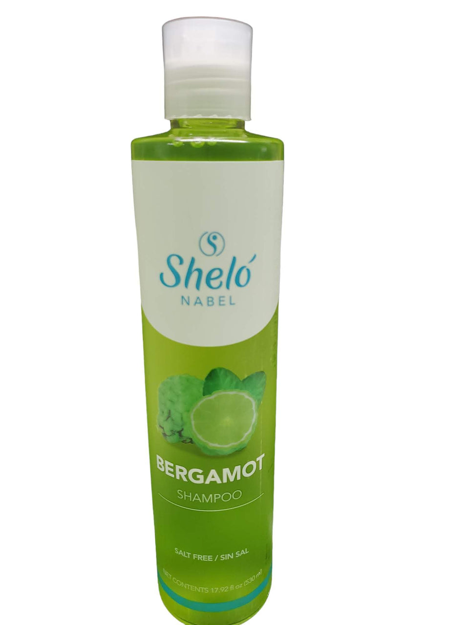 Sheló NABEL Bergamot Shampoo bottle showcases premium packaging and daily hair-strength support