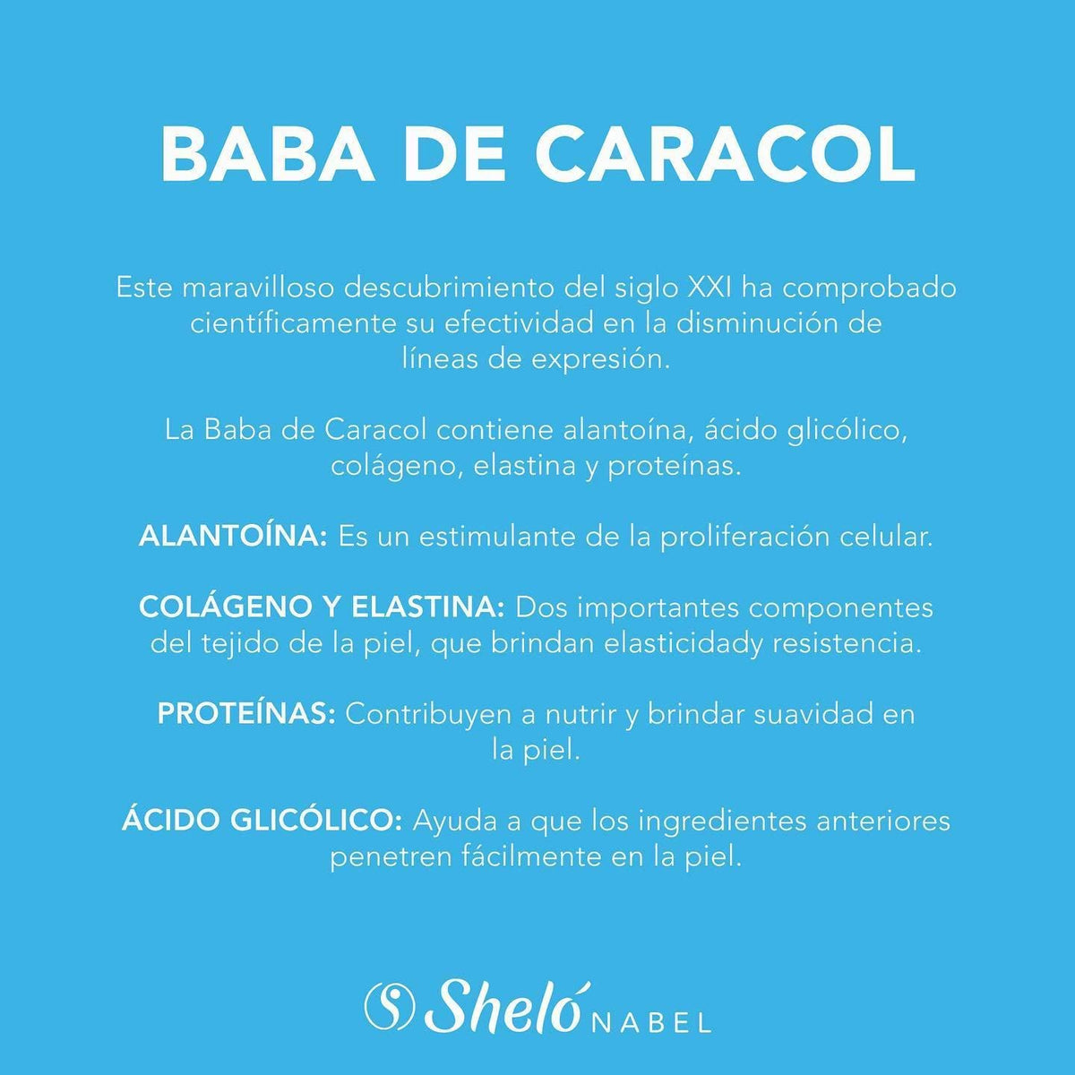 Sheló NABEL snail cream packaging label and key ingredients for gentle care