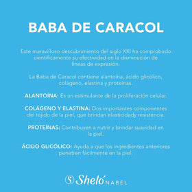 Sheló NABEL snail cream packaging label and key ingredients for gentle care