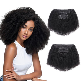 Shengboo Afro kinky curly clip-in extensions pack shows natural texture and volume