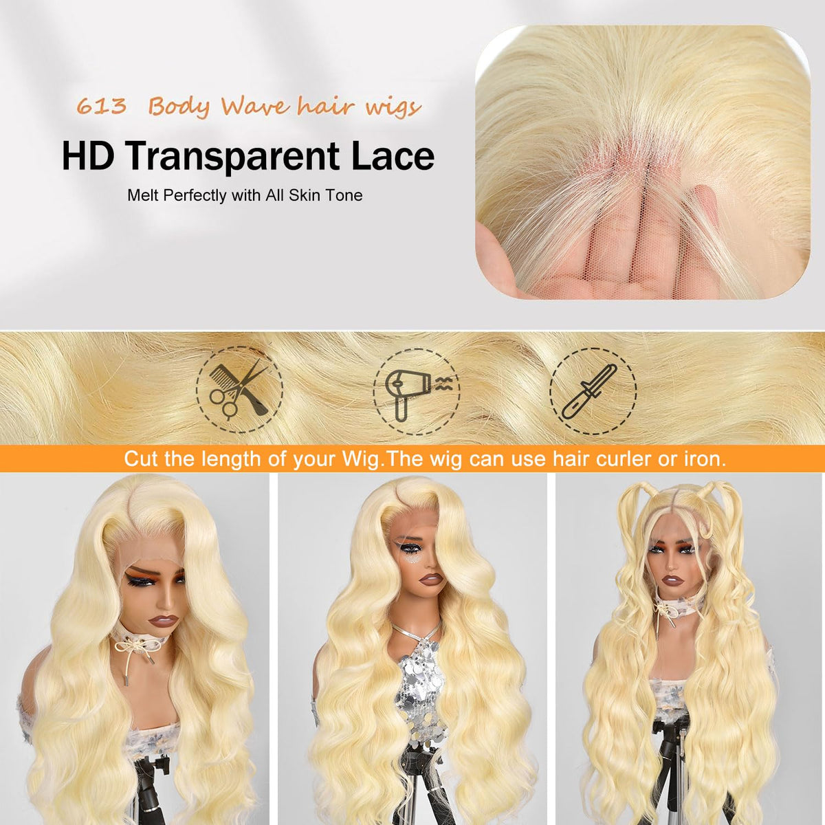 ShengCai 200-density lace-front wig for thick, voluminous body wave.