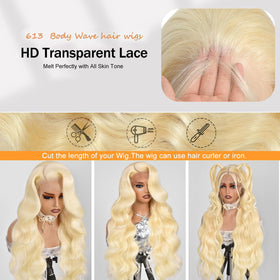 ShengCai 200-density lace-front wig for thick, voluminous body wave.