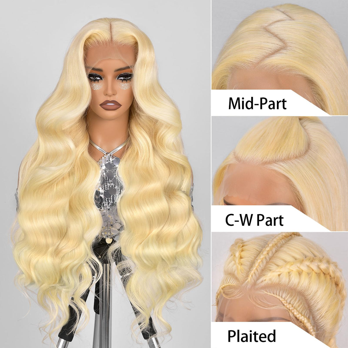 ShengCai 613 lace-front wig shows bleached knots and pre-plucked baby hairs for a natural look.
