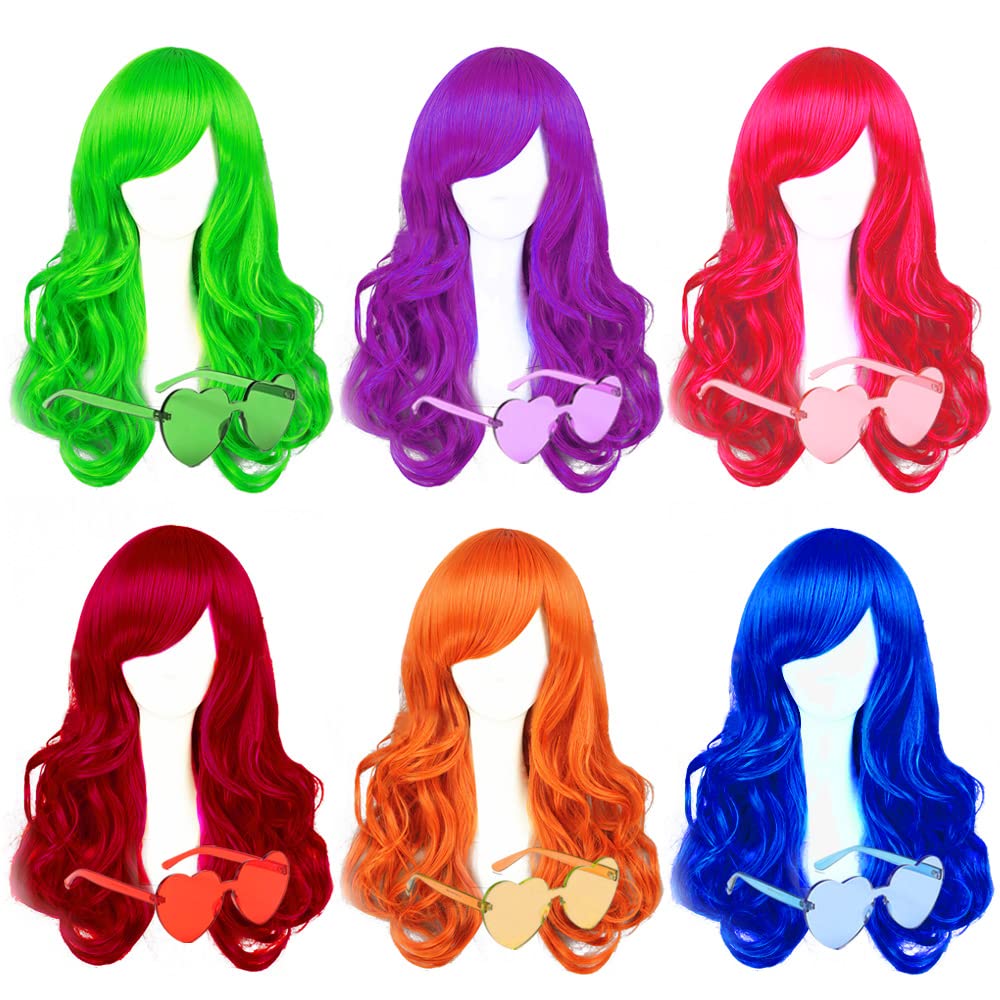 SHENJIPPC long colored wig blue wavy style for vibrant party looks.