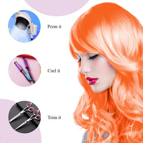 SHENJIPPC purple curly wig adds dramatic color to photos.