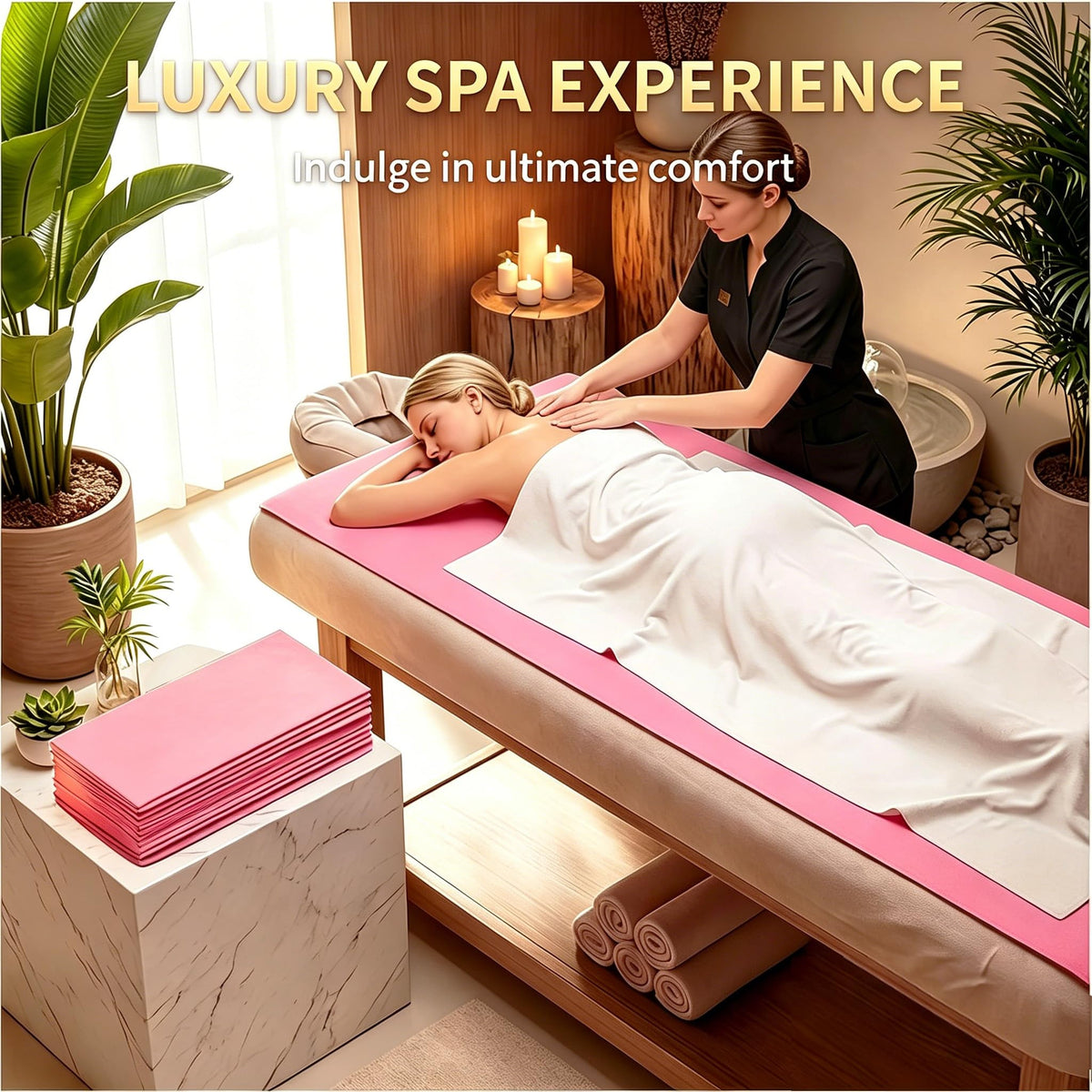SHENKUAI disposable pink table sheet offers quick cleanup between clients.
