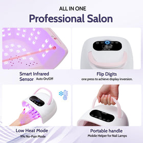 SHEXNAIL UV LED Nail Lamp wide curing chamber with hands.