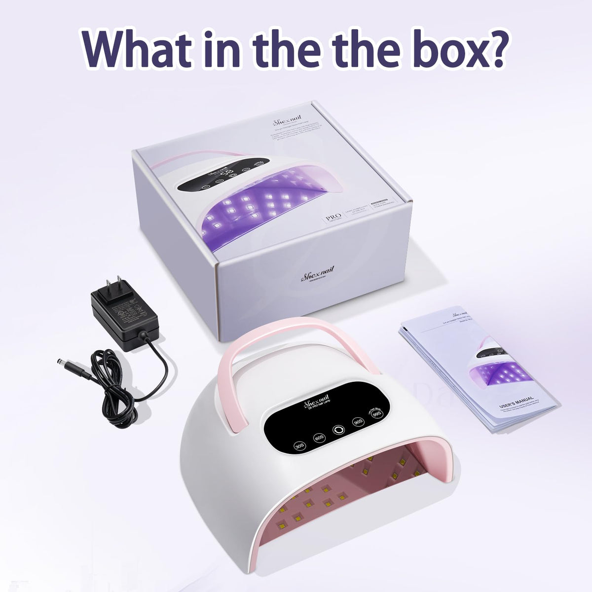 SHEXNAIL UV LED Nail Lamp carrying handle for studio mobility.