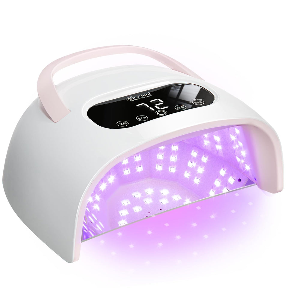 SHEXNAIL UV LED Nail Lamp front view with large curing chamber for efficient gel nails.
