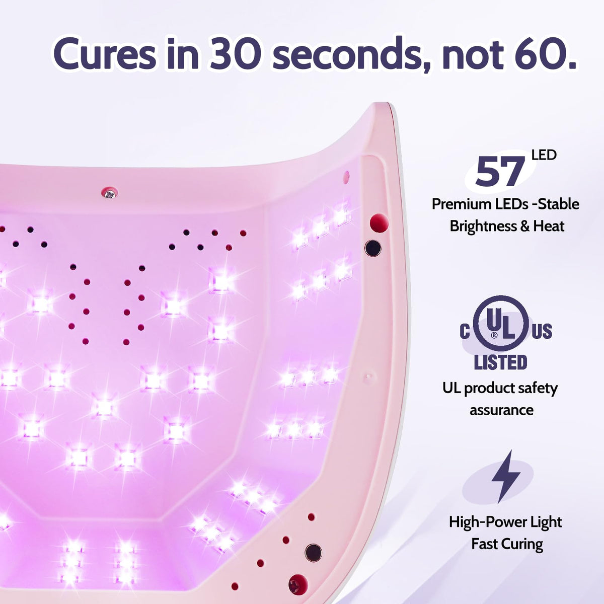SHEXNAIL UV LED Nail Lamp 57-bead array close-up for fast curing.