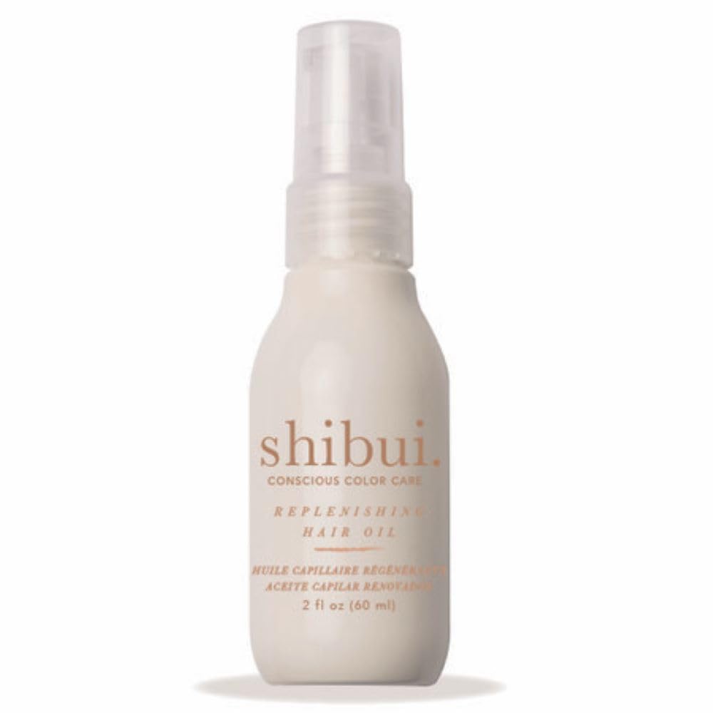 SHIBUI Replenishing Hair Oil bottle pour delivers lightweight moisture for natural shine.