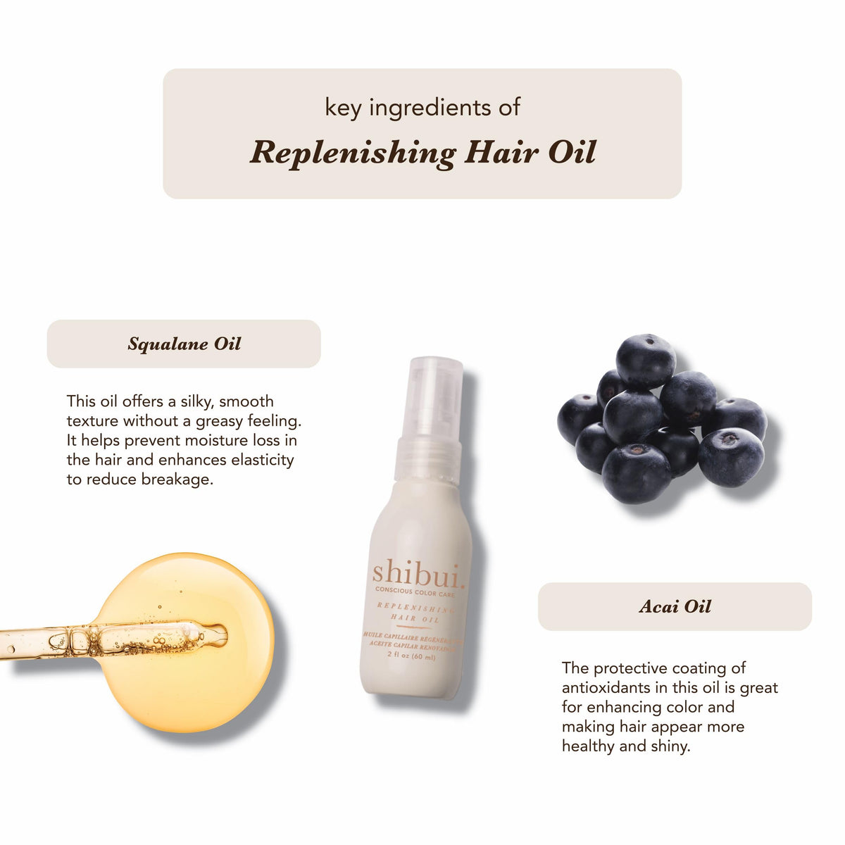 SHIBUI Replenishing Hair Oil applied to damp hair for frizz control and smooth finish.