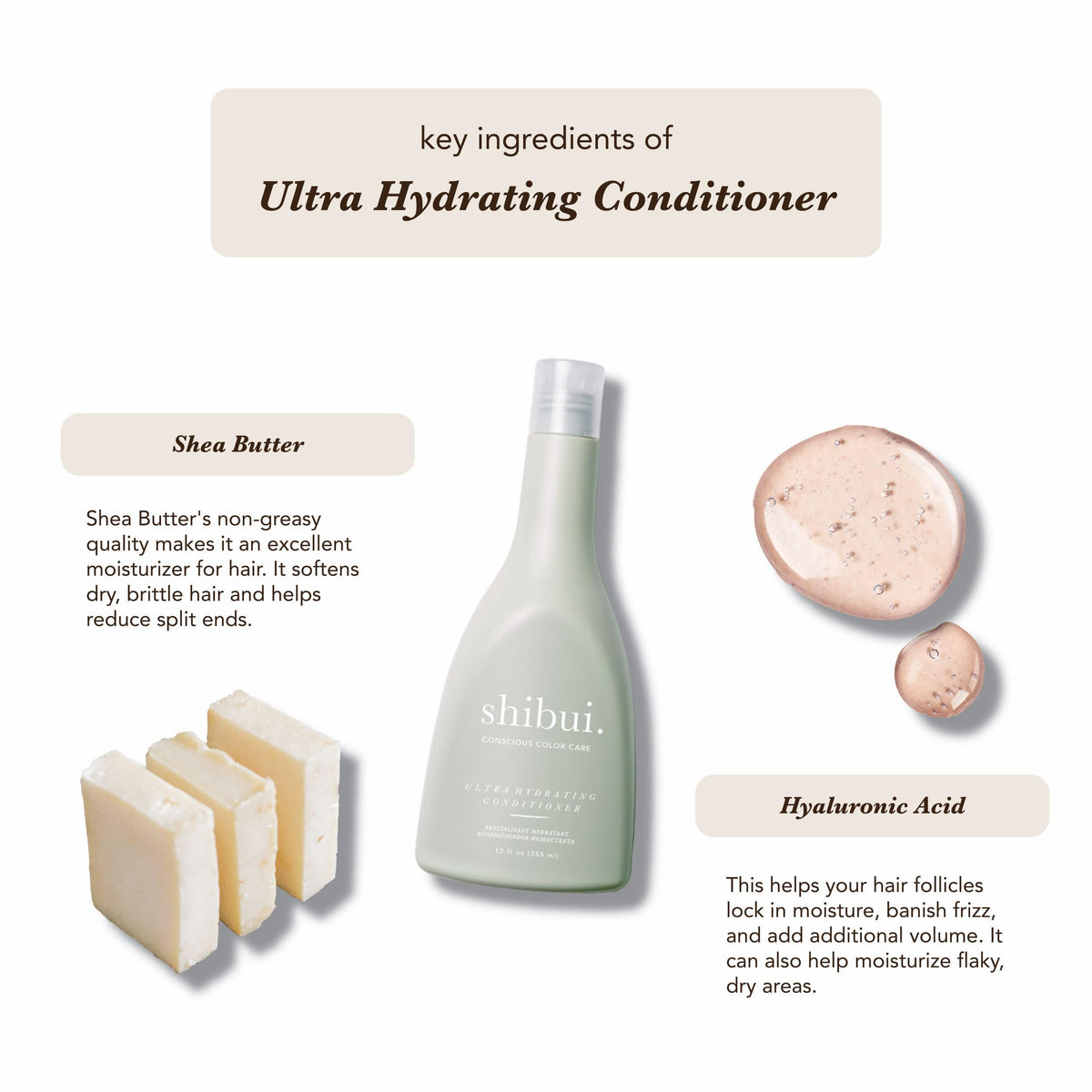 SHIBUI Ultra Hydrating Conditioner after-use hair close-up reveals soft, smooth strands.