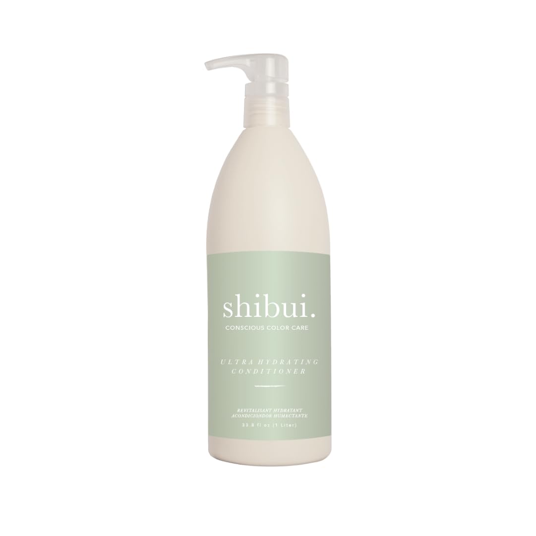 SHIBUI Ultra Hydrating Conditioner bottle close-up showing color protection for vibrant hair.