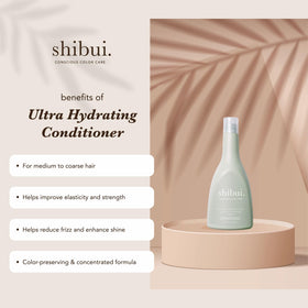 SHIBUI Ultra Hydrating Conditioner creamy texture swirl highlights rich moisture.