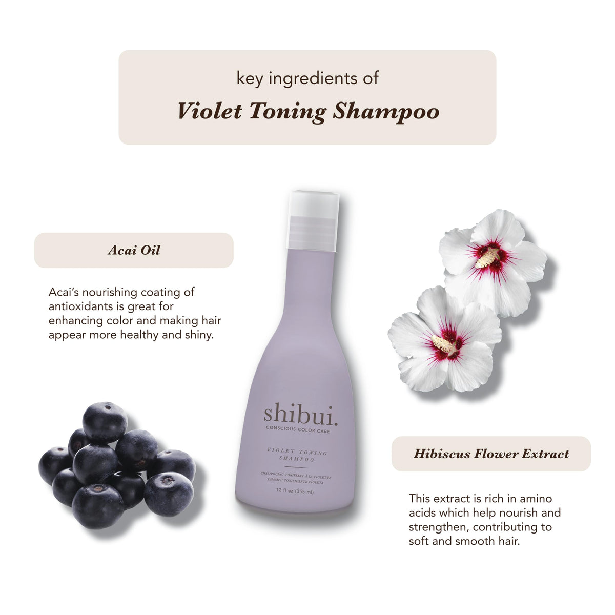 SHIBUI Violet Toning Shampoo pump-action dispenser for easy routine.