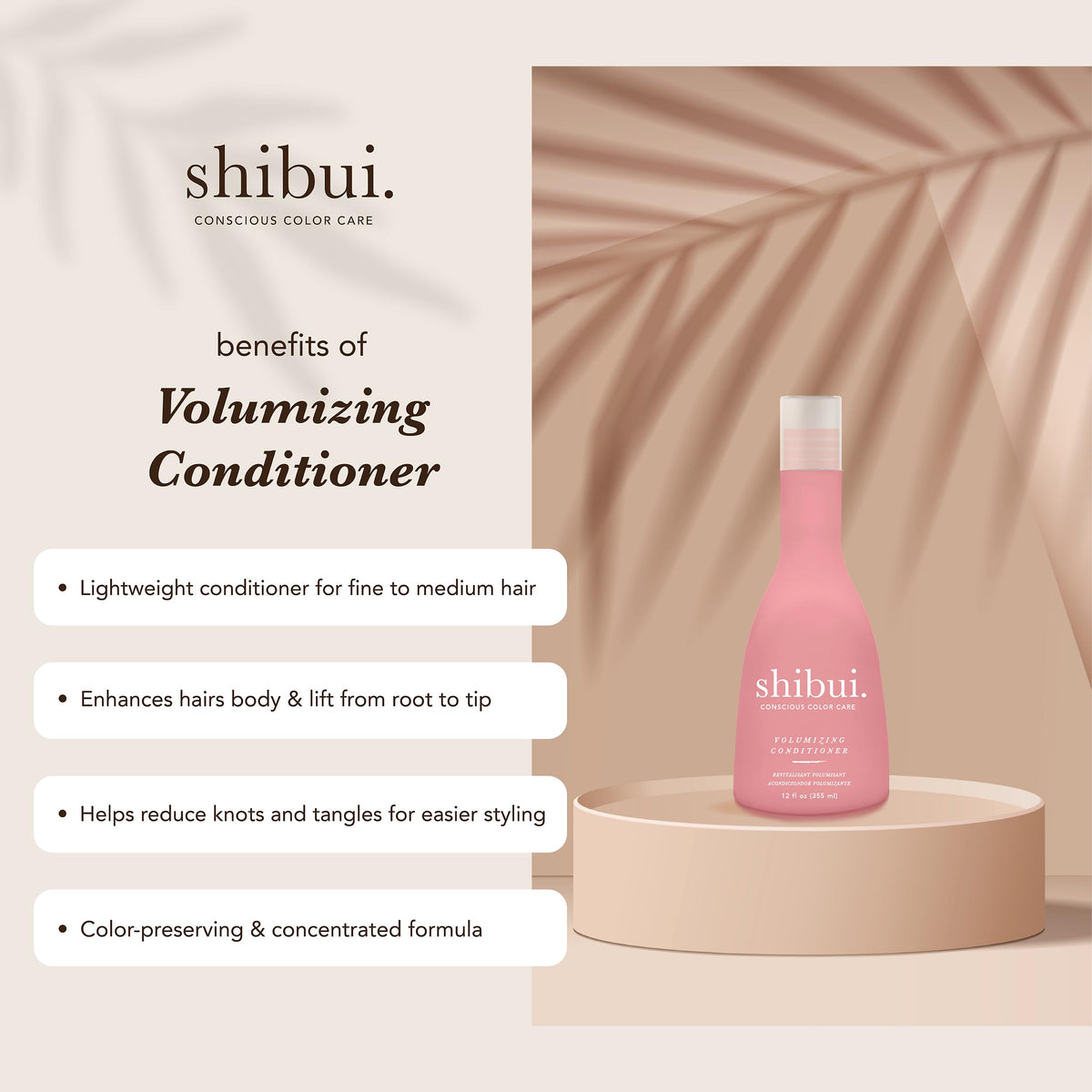 Shibui Volumizing Conditioner being applied to hair for root lift.