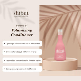 Shibui Volumizing Conditioner being applied to hair for root lift.