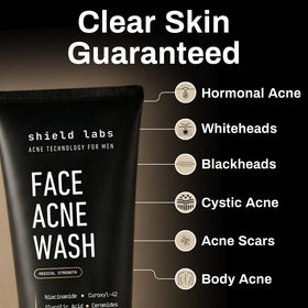 Shield Daily Routine image showing wash, moisturizer, and patches