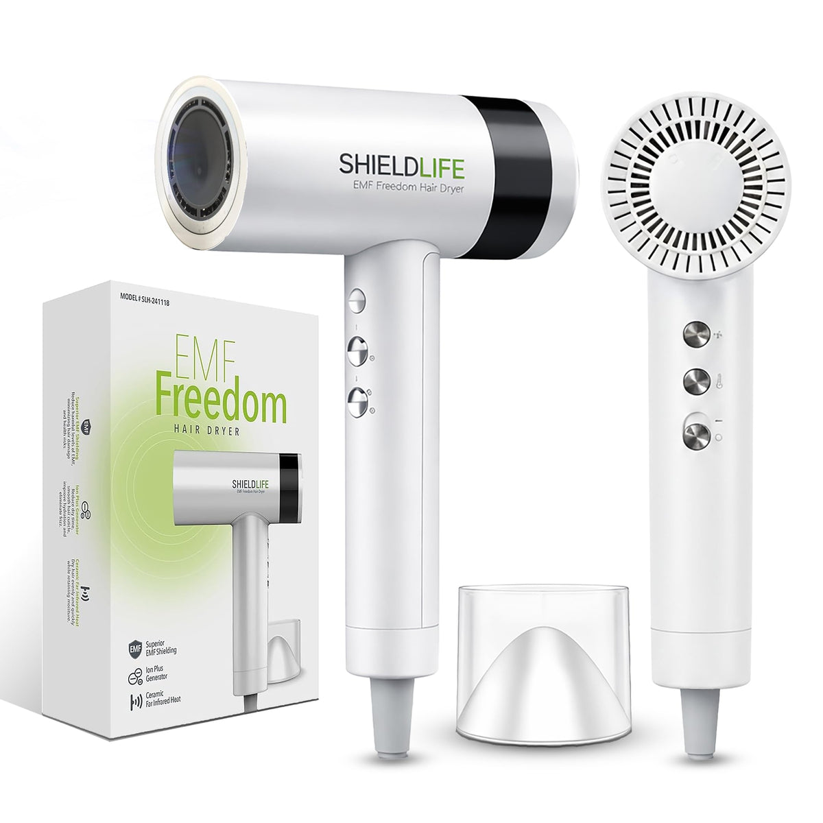 Shield Life fast drying ionic hair dryer front view for quick, healthy-looking styling