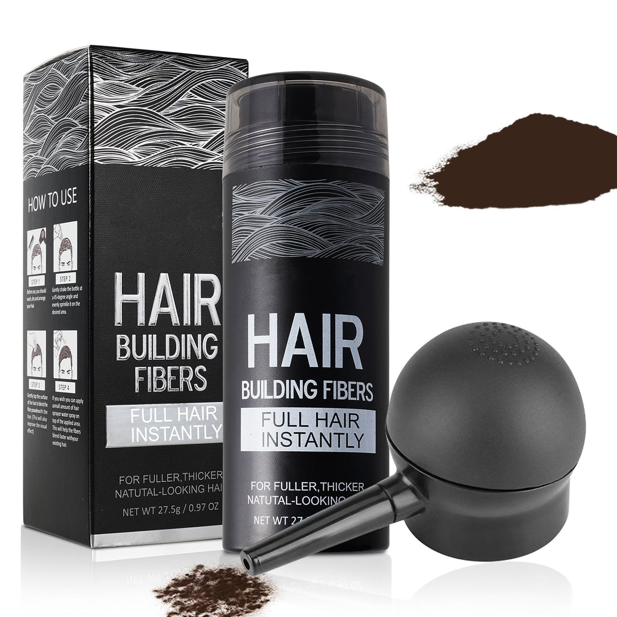 SHIFAKOU hair fibers spray applicator in action for precise thinning-area coverage.