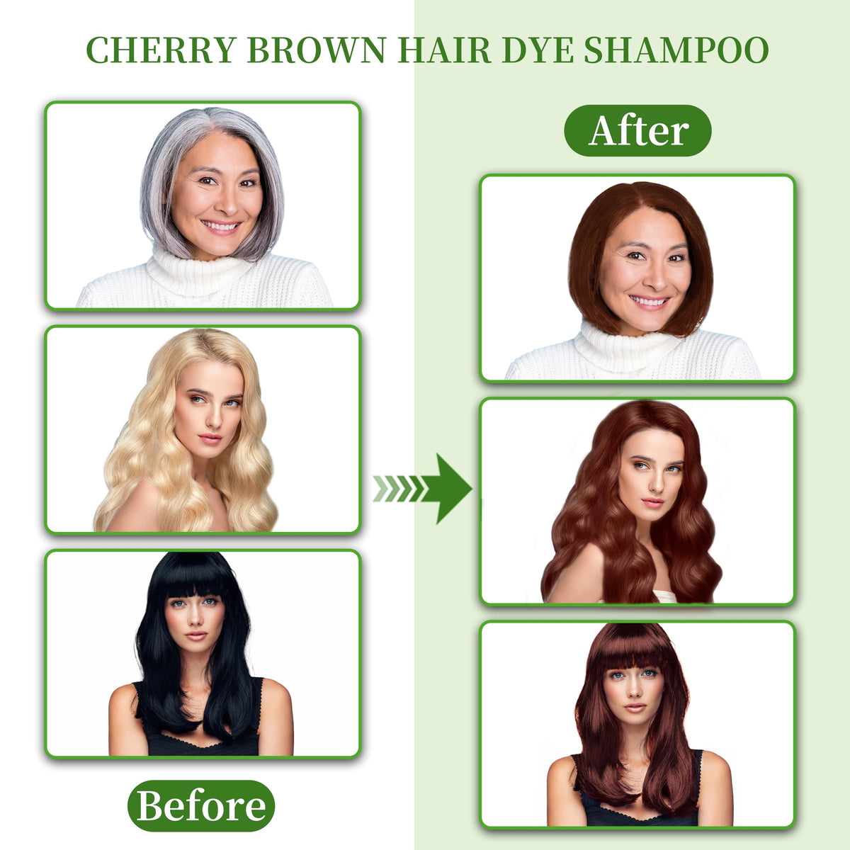 SHIHUANUO Hair Dye Shampoo applying to hair showing gentle, simple coverage
