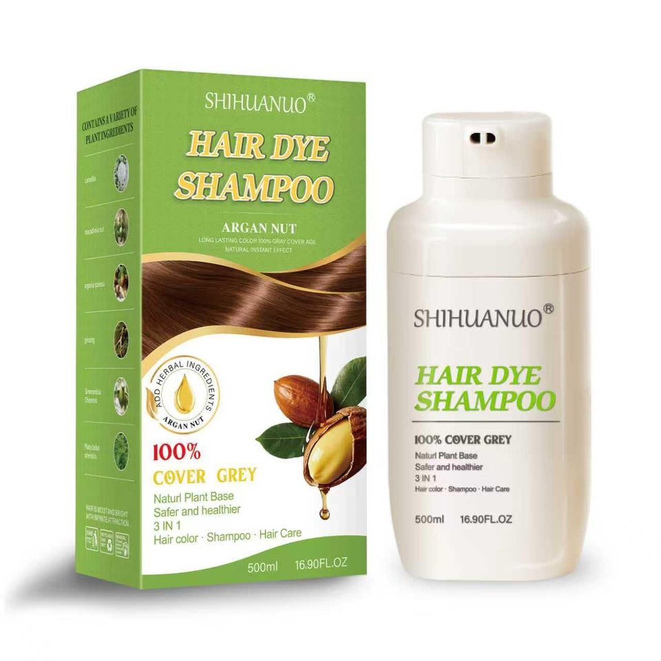 SHIHUANUO chestnut brown dye shampoo bottle ready for 3-in-1 use