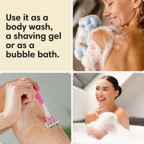 Versatile formula works as body wash or bubble bath.