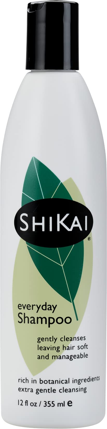 ShiKai Everyday Gentle Shampoo bottle showing a low-detergent formula for shiny hair