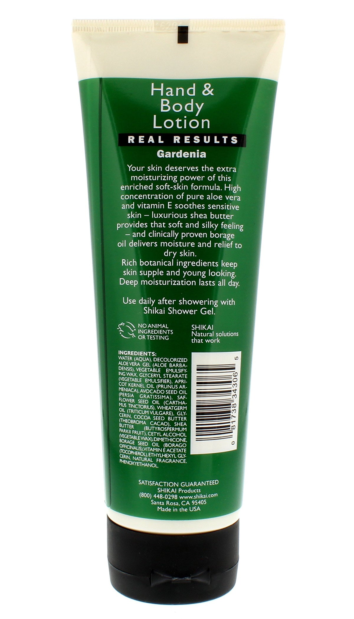 ShiKai Gardenia Lotion rich texture demonstrating quick, non-greasy absorption.