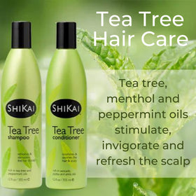 ShiKai Tea Tree Conditioner ingredient view showing tea tree and peppermint.