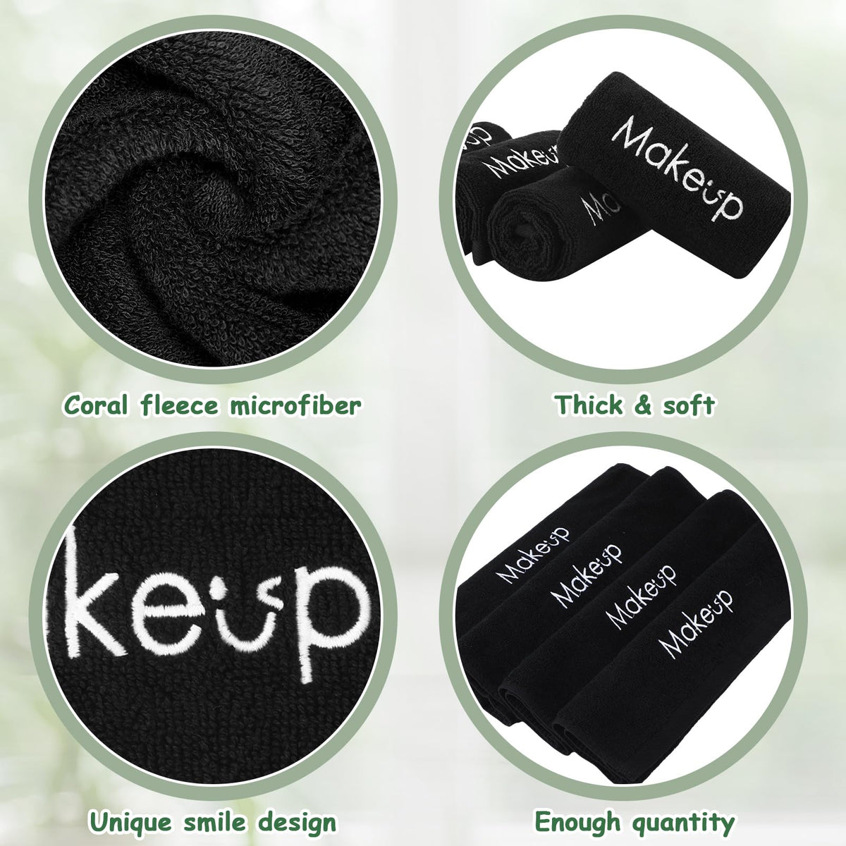 Shimeyao black towels 6-piece pack ideal for daily makeup removal