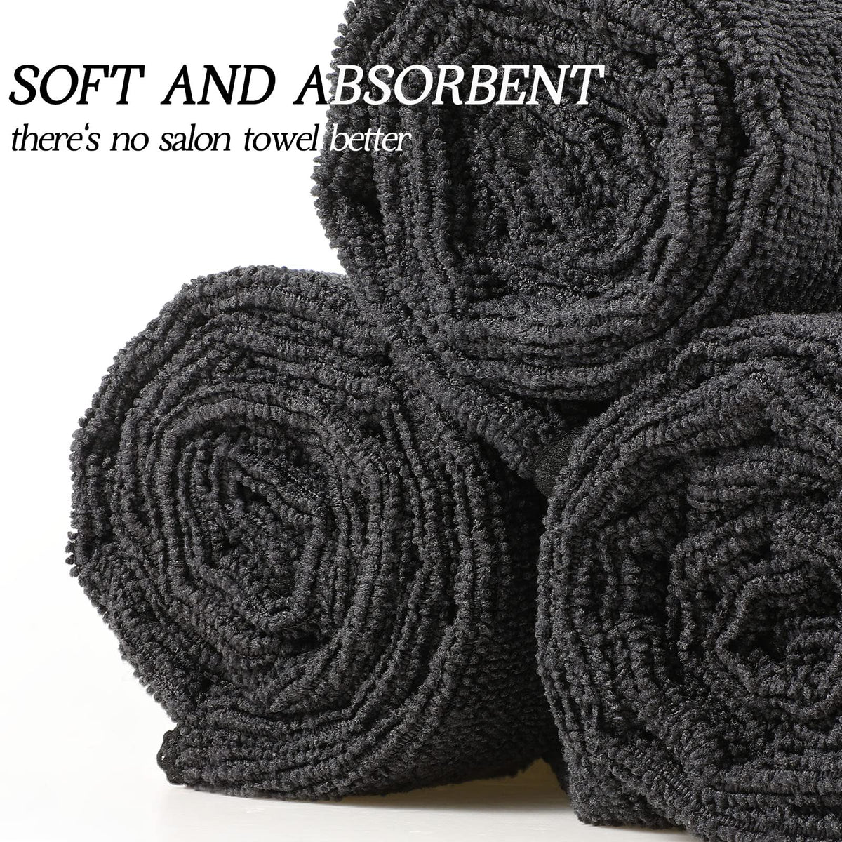 Shimeyao microfiber towels stacked, highly absorbent for salon use.