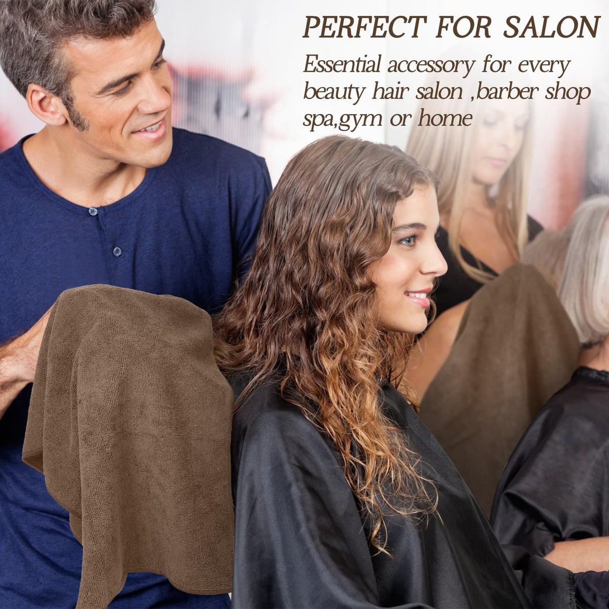 Shimeyao versatile brown salon towel for barber, spa, gym, hotel.